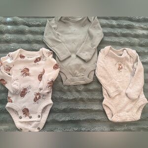 Carter's Baby Bodysuit Trio - Green, White, Cream